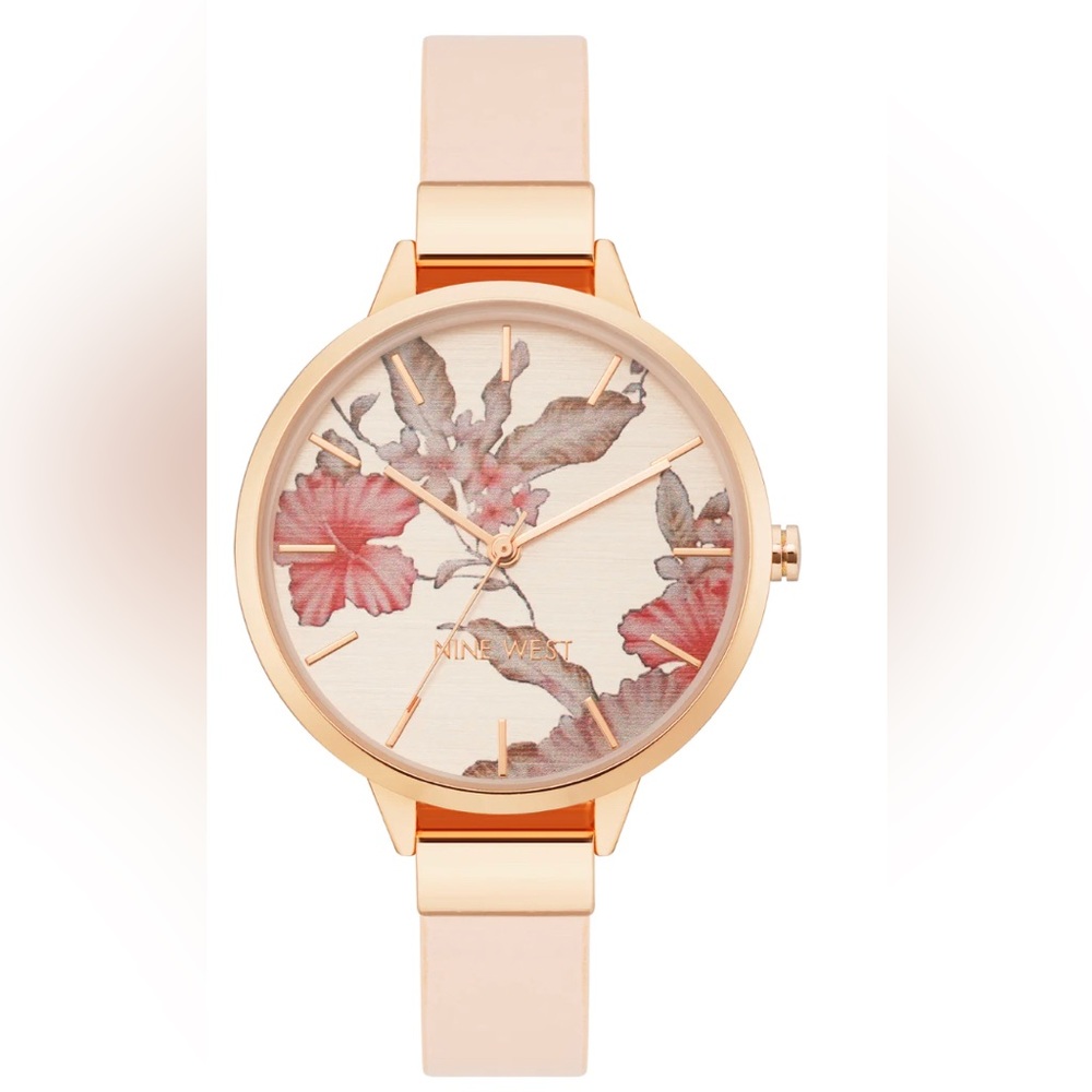 NIB Nine West Floral Dial Strap Watch